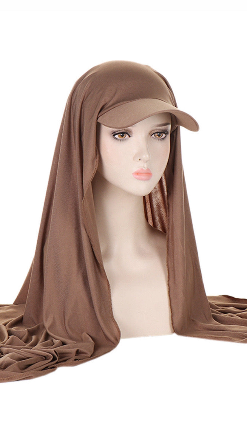 Hijabi Hat Attached Jersey Scarf
