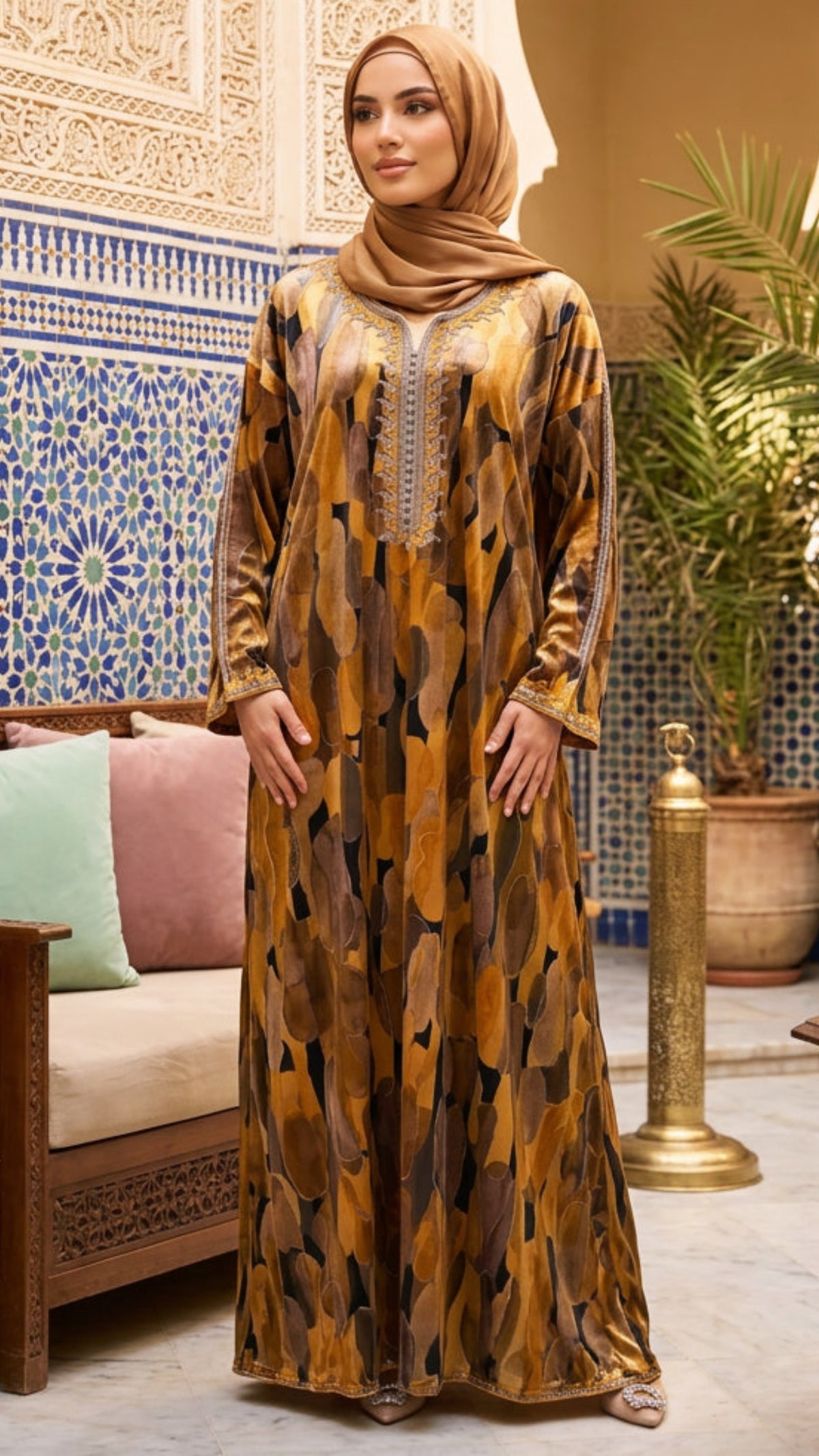 Gold Abstract Moroccan Gandoura