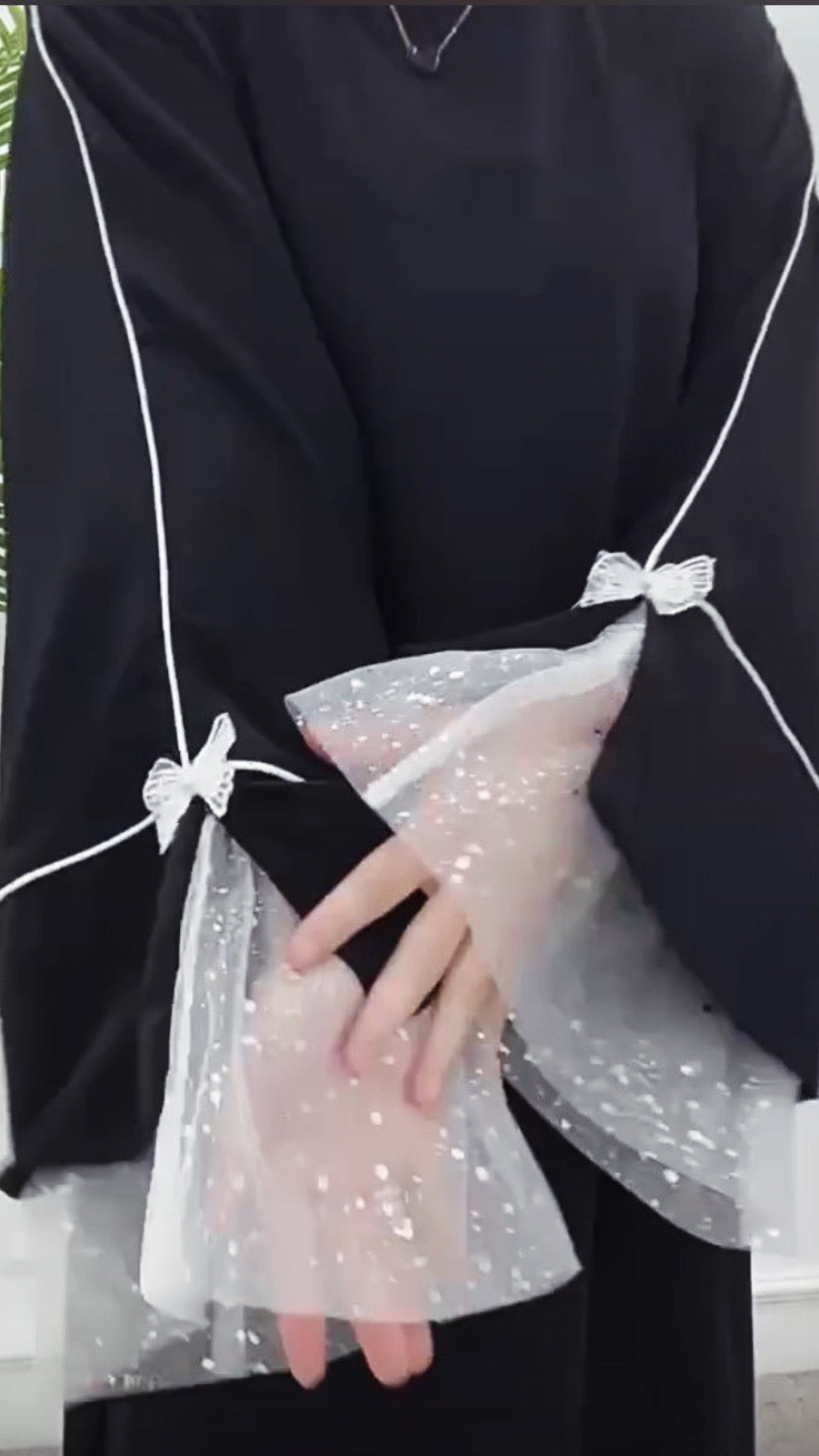 Abaya Dress Lace Bow Sleeves