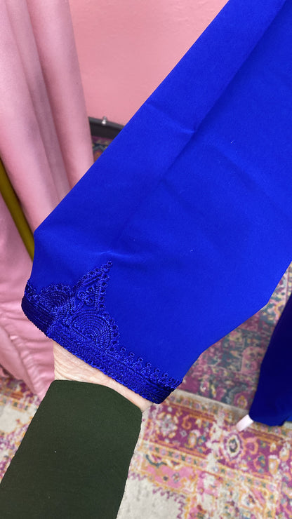 Traditional Moroccan Satin 2 Piece Djellaba Floral Embroidery