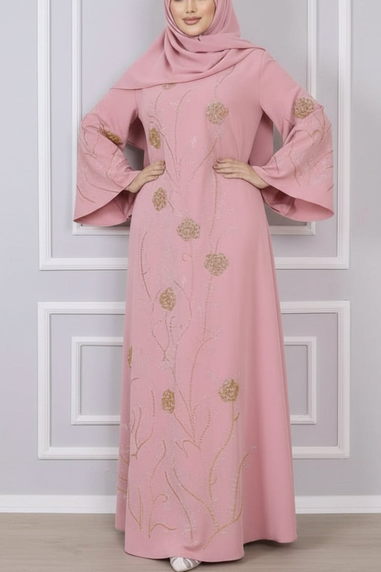 Dubai Style Floral Embellished Dress