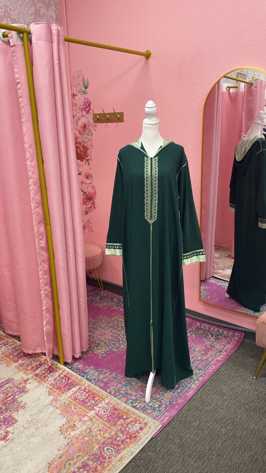 Traditional Moroccan Satin Embroidered Djellaba