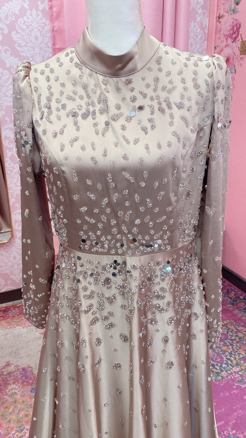 Elegant Turkish Princess Satin Embellished Gown #2