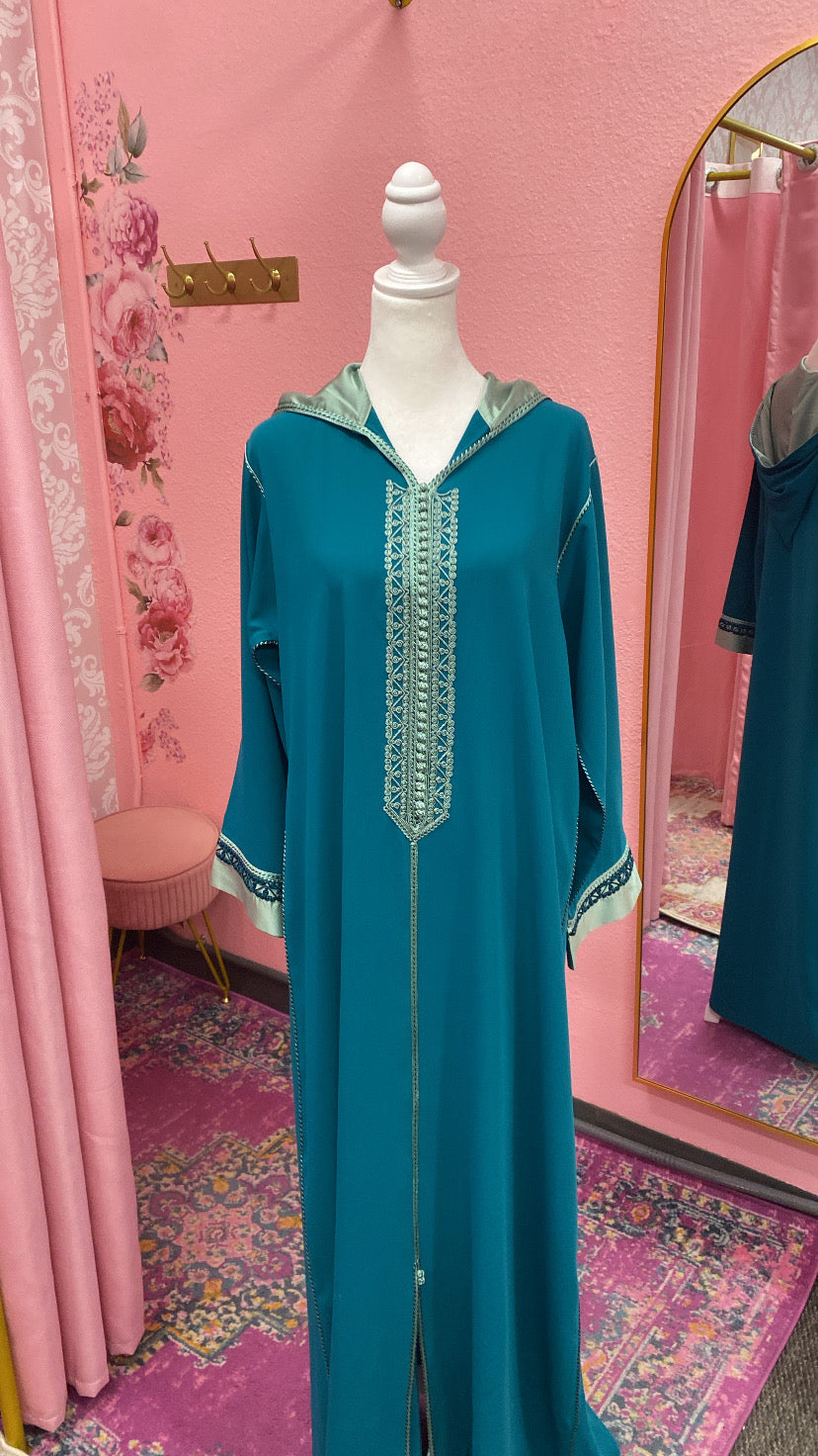 Traditional Moroccan Satin Embroidered Djellaba