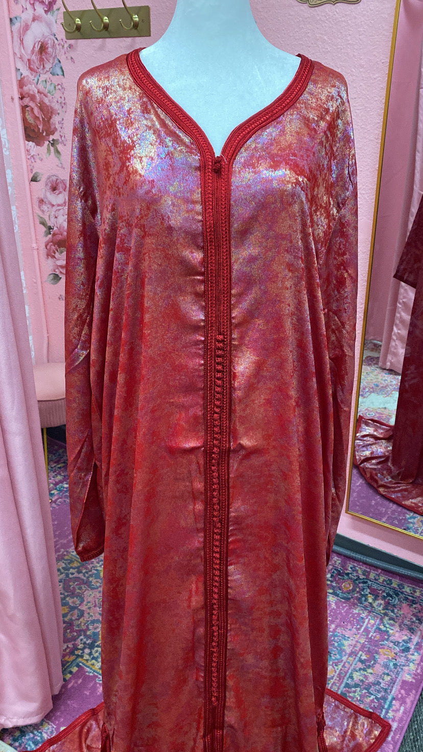 Moroccan Traditional Satin Chiffon 2 Piece Caftan