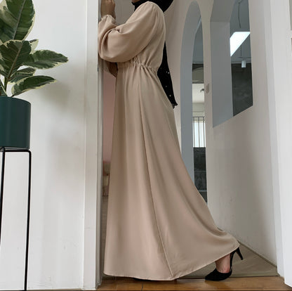 Waist Tie Full Button Down Abaya Dress