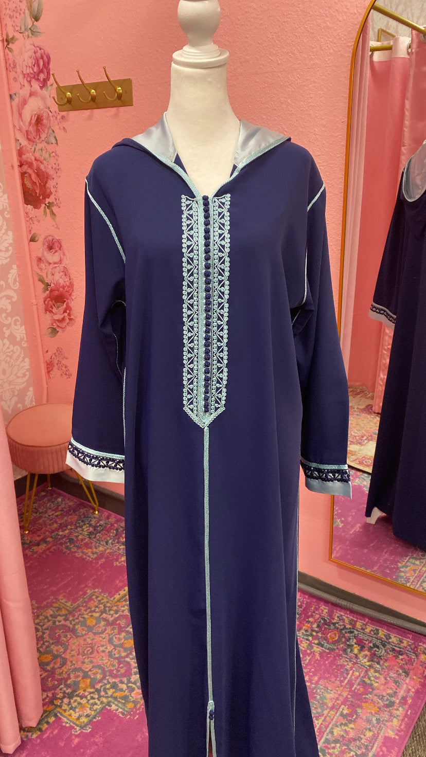 Traditional Moroccan Satin Embroidered Djellaba
