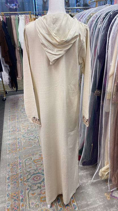 Traditional Moroccan Linen Embroidered Djellaba