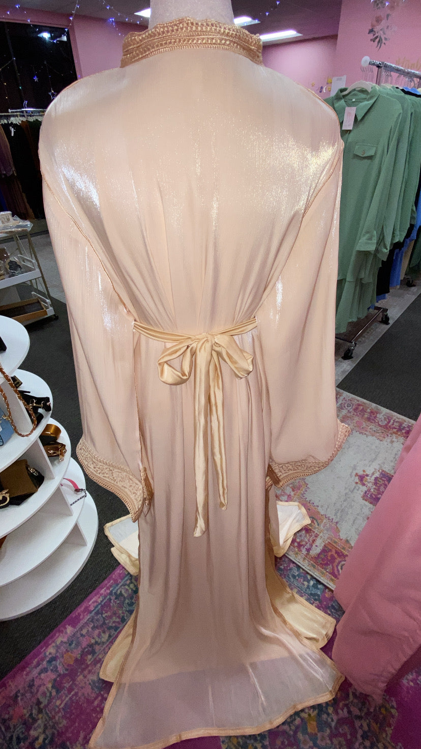 Moroccan Traditional Satin Chiffon 2 Piece Caftan