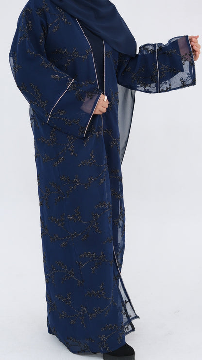 Dubai Style Embellished 2 Piece Abaya Navy