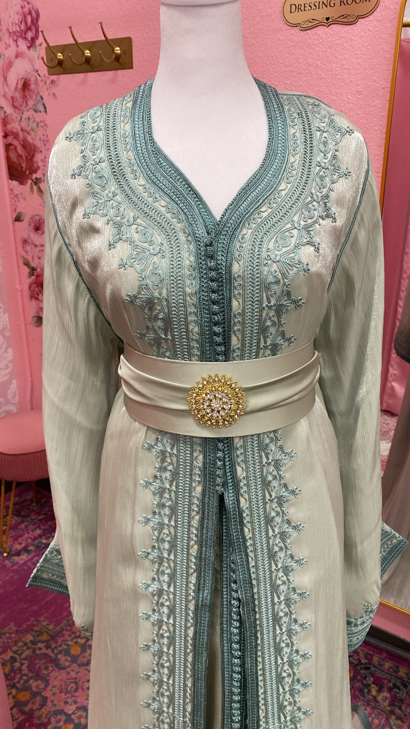 Moroccan Traditional Satin Chiffon Caftan