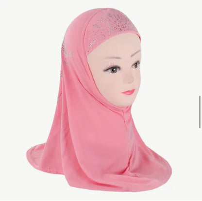Kids Embellished Floral Hijabs(Multi Colors)