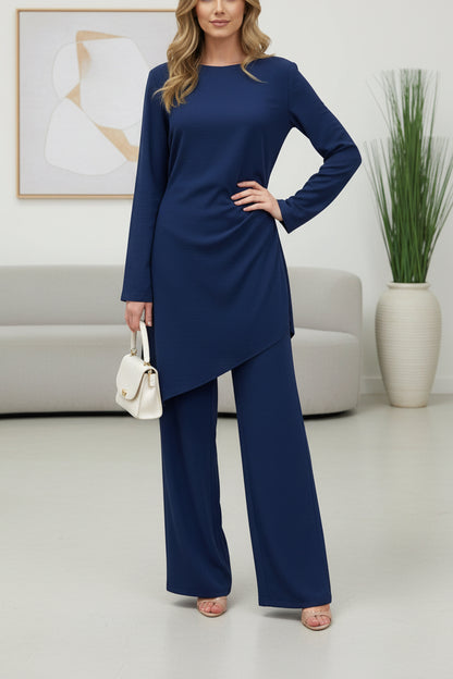 Crepe High Low Top Pant Suit