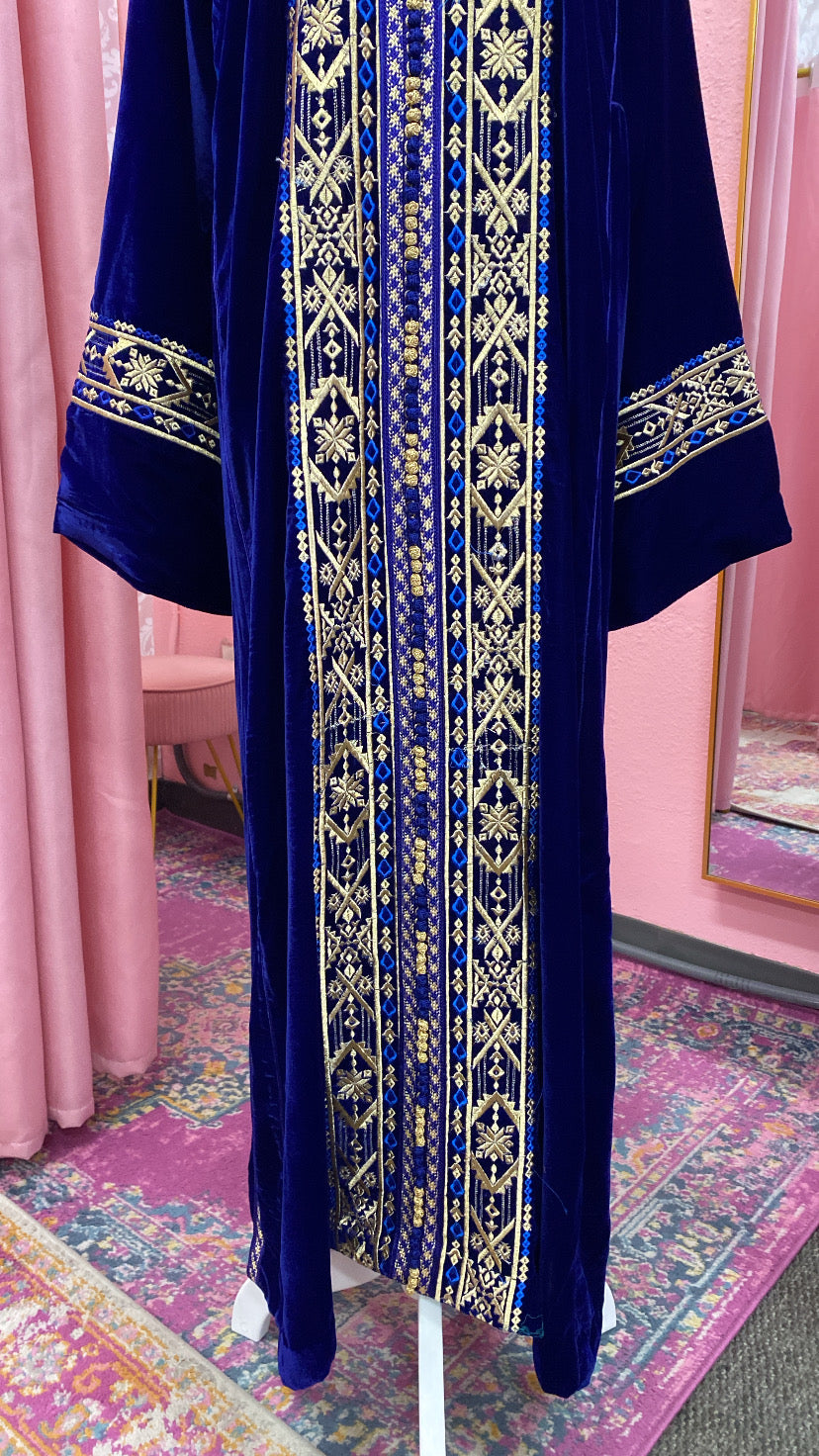 Moroccan Traditional Velvet Caftan Royal Blue