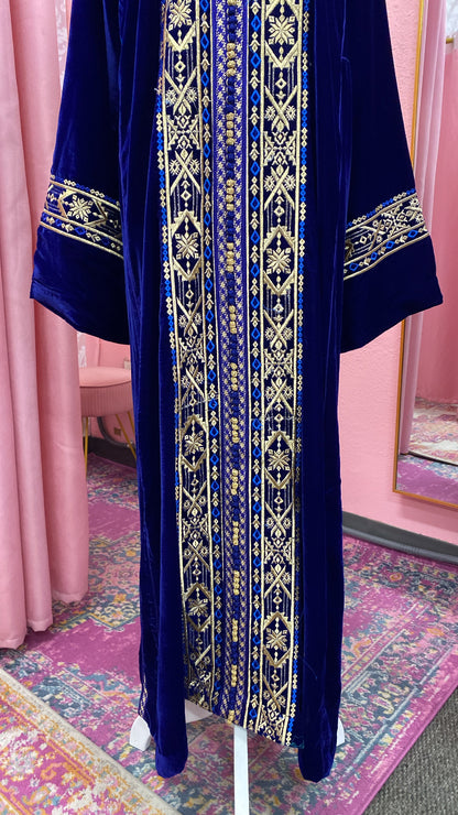 Moroccan Traditional Velvet Caftan Royal Blue