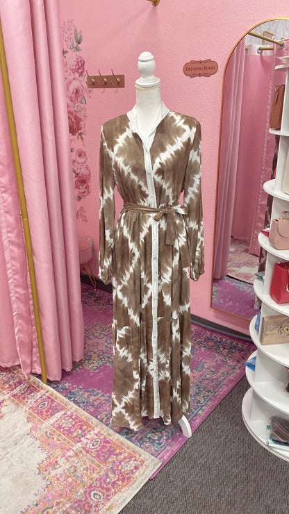 Turkish Tie-dye Button Down Summer Dress Abaya