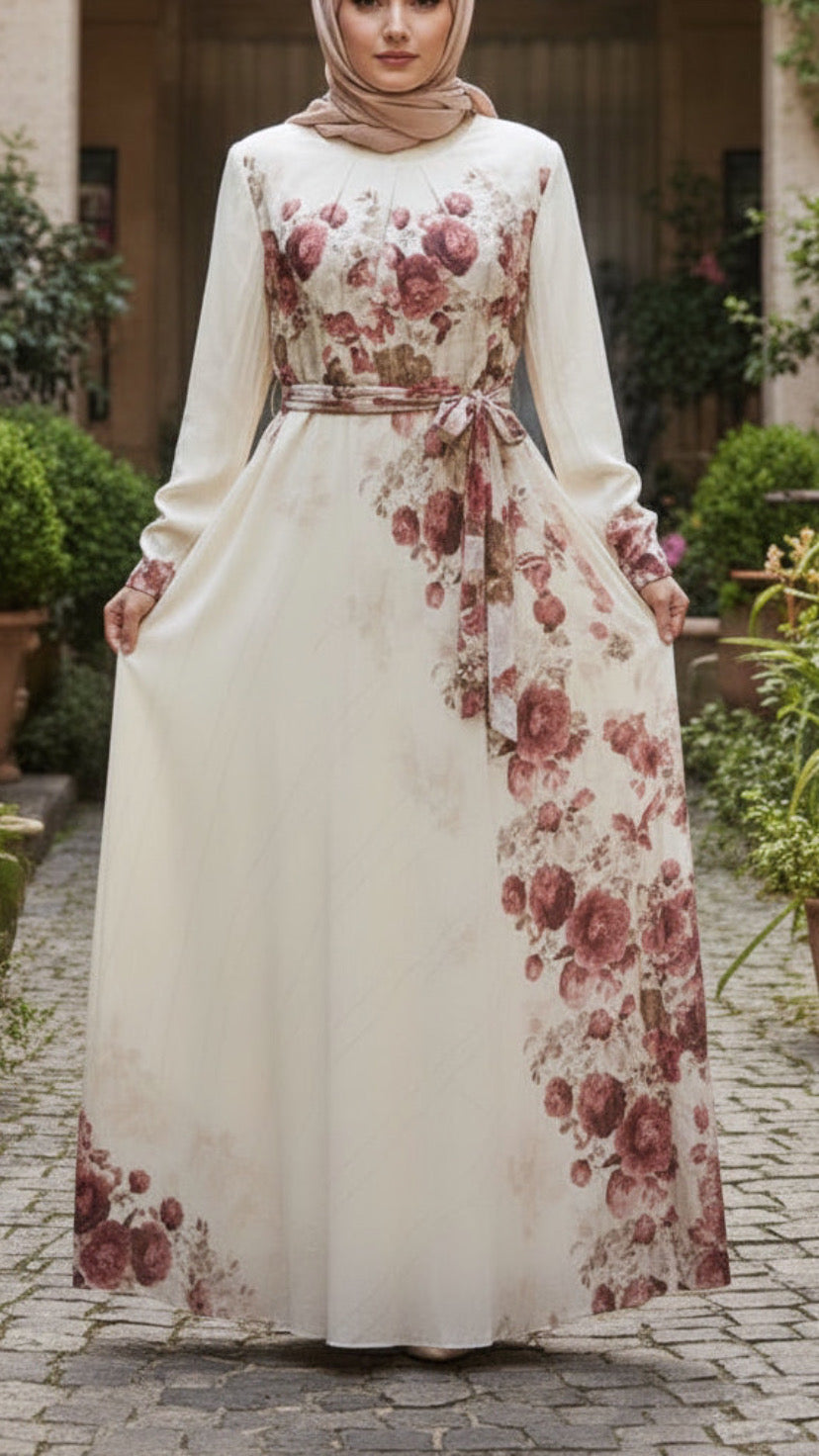 Summer Asymmetrical Red Rose Chiffon Dress