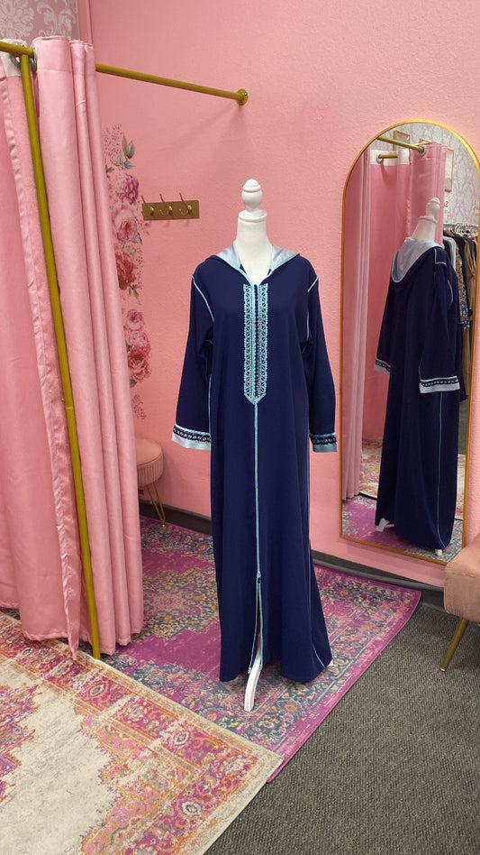Traditional Moroccan Satin Embroidered Djellaba