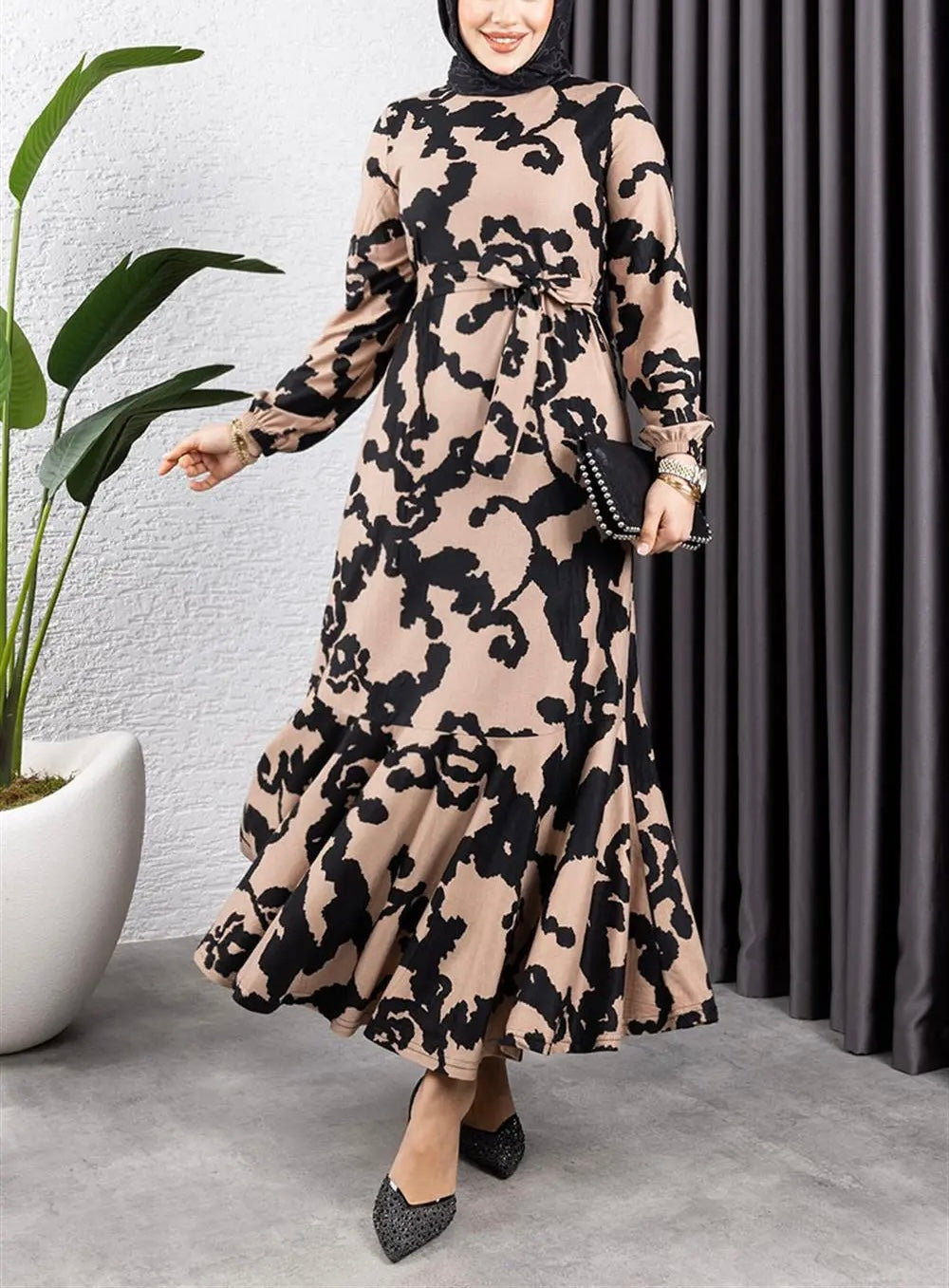 Turkish Buttery Black Faux Suede Dress