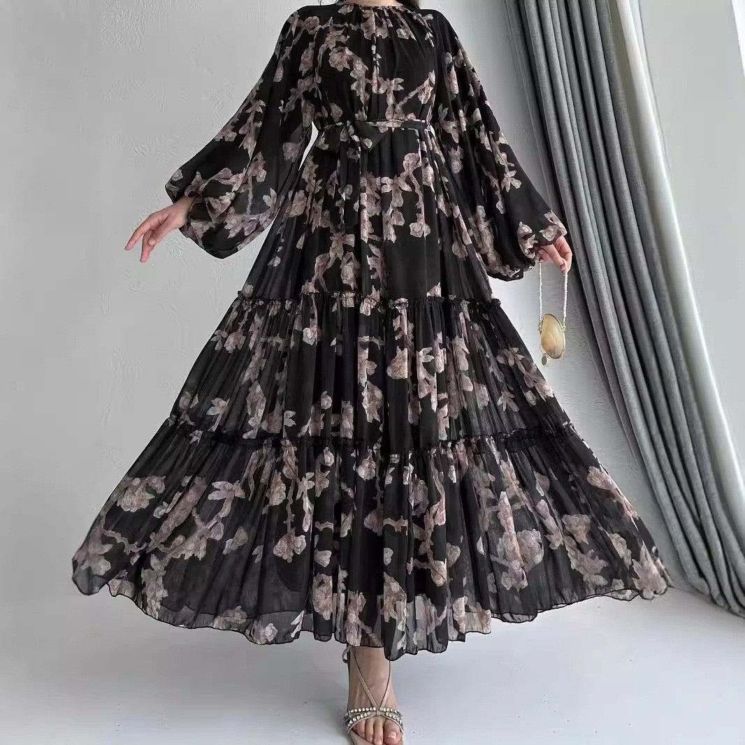 Floral Layered Chiffon Dress