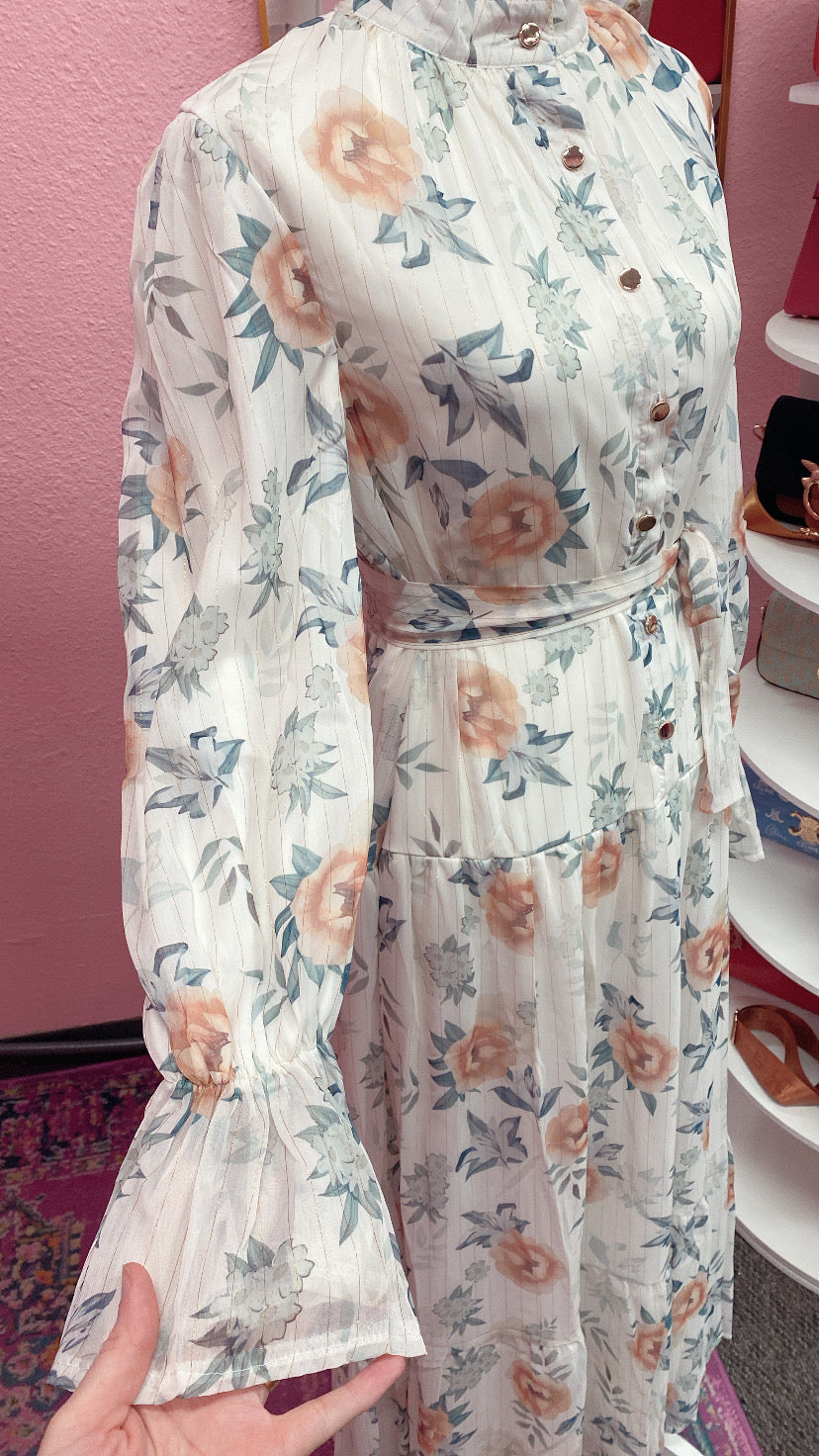 Turkish Style Chiffon Button Down Floral