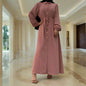 Waist Tie Full Button Down Abaya Dress