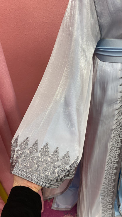 Moroccan Traditional Satin Chiffon Caftan