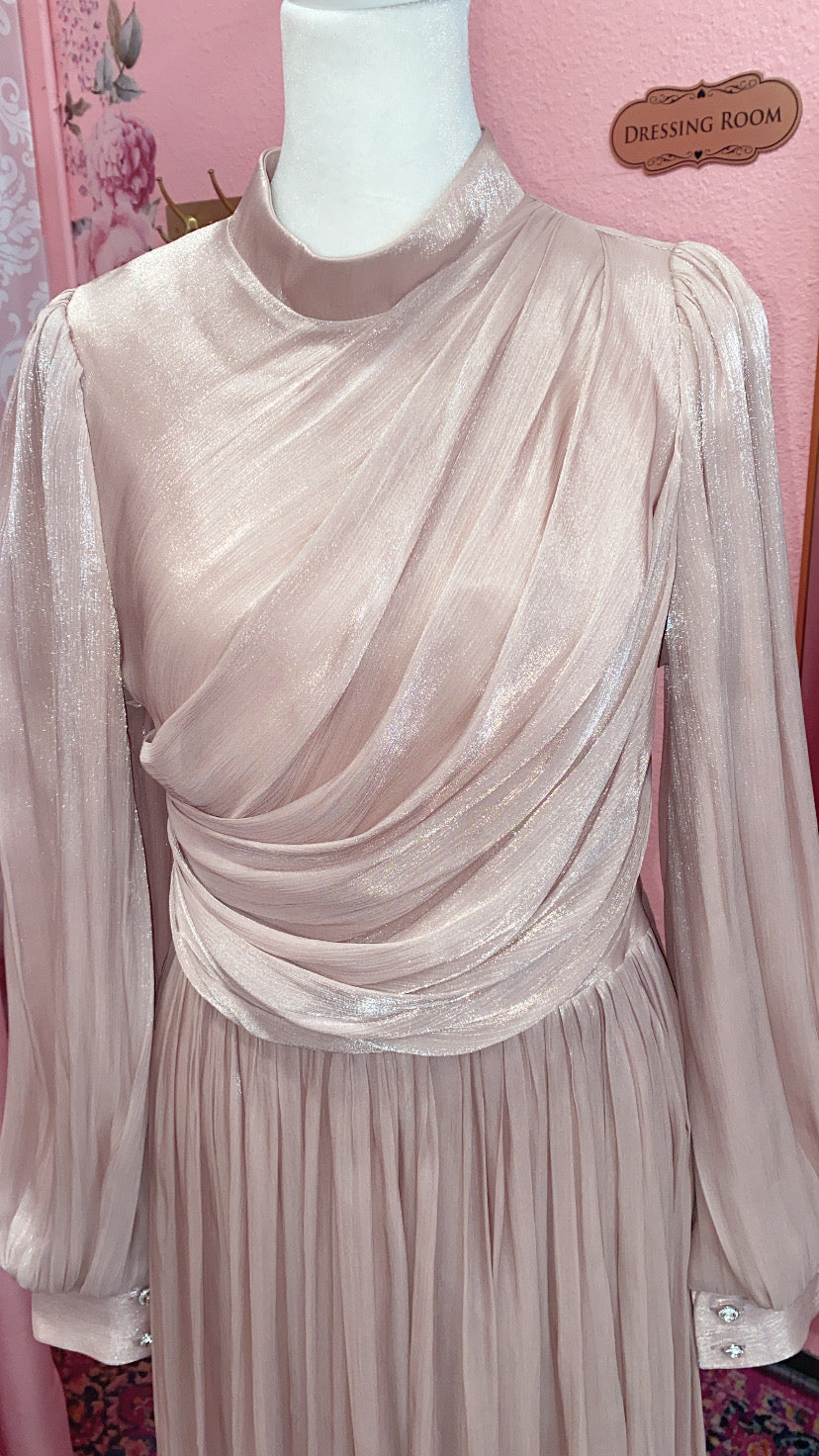 Elegant Turkish Satin Chiffon Gown