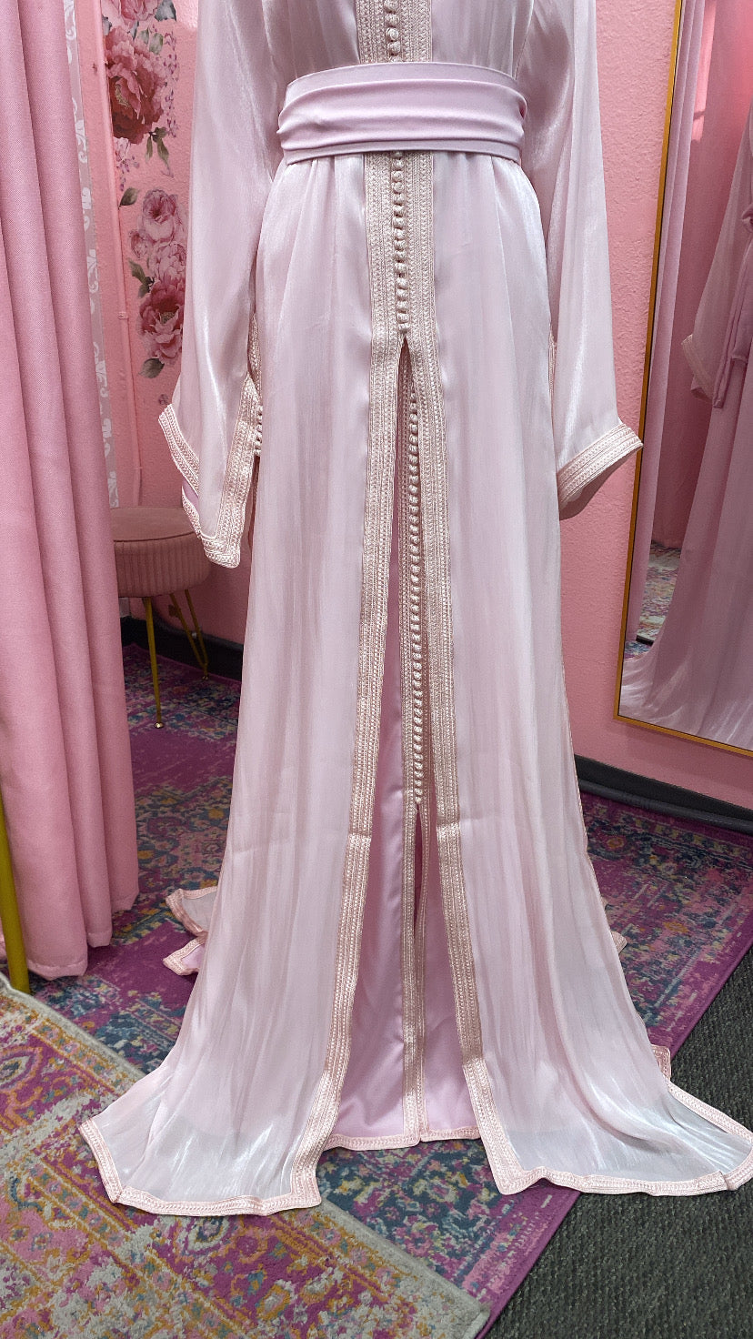 Moroccan Traditional Satin Chiffon 2 Piece Caftan