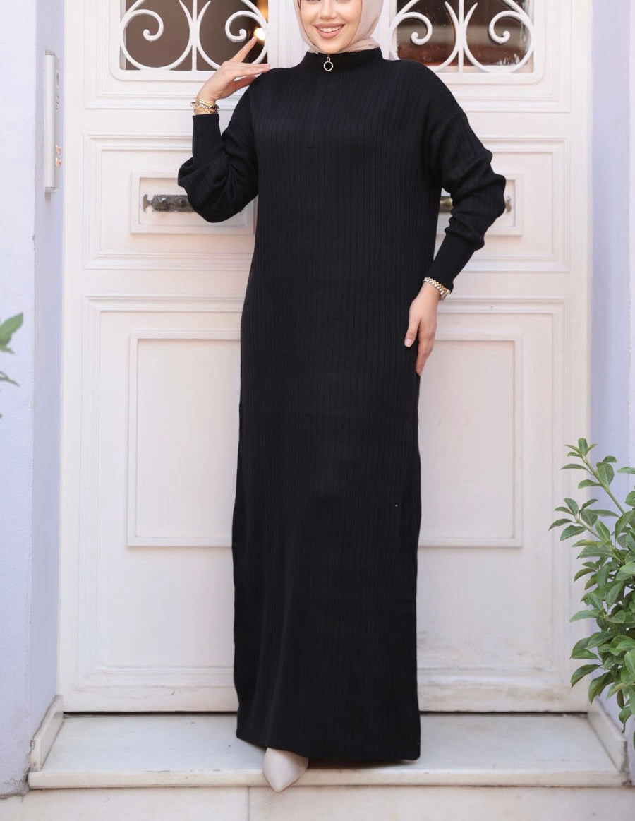 Turkish Style Knit Pleated Sweater Dress
