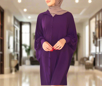 Button Down Butterfly Abaya Dress (Multi Colors)