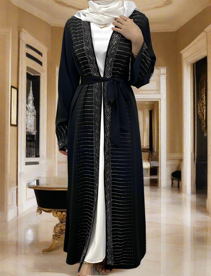 New Dubai Style Nida Fabric Shimmer Abaya with Pockets(Multi Colors)
