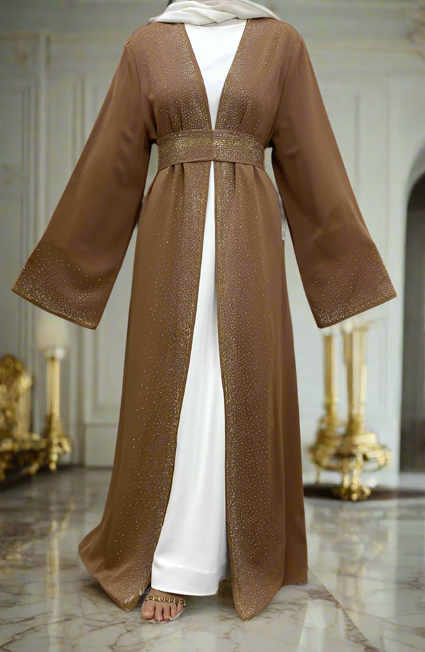 Dubai Style Nida Fabric Shimmer Abaya with Pockets(Multi Colors)