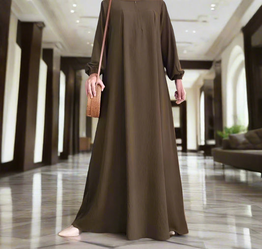 Brown Abaya Dress with Front Zipper(Multi Colors)