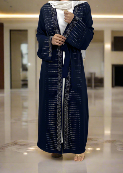 New Dubai Style Nida Fabric Shimmer Abaya with Pockets(Multi Colors)