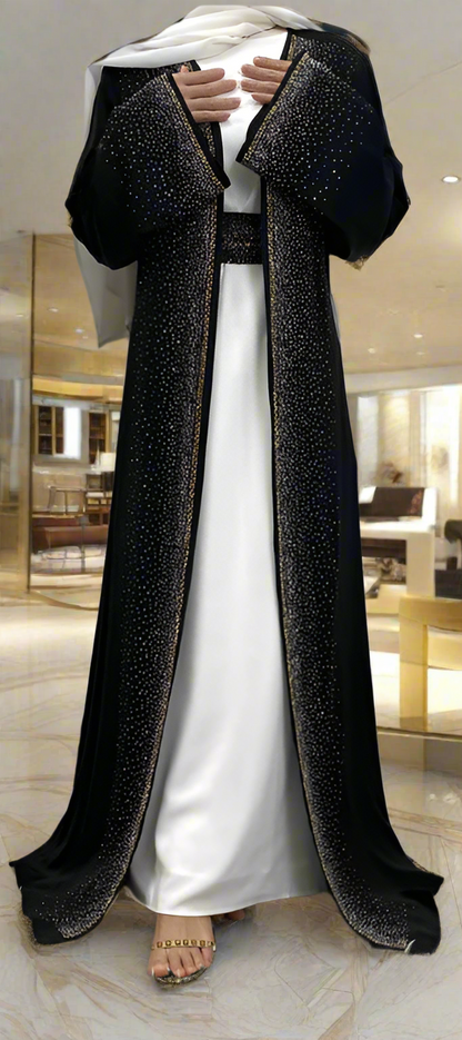 Dubai Style Nida Fabric Shimmer Abaya with Pockets(Multi Colors)