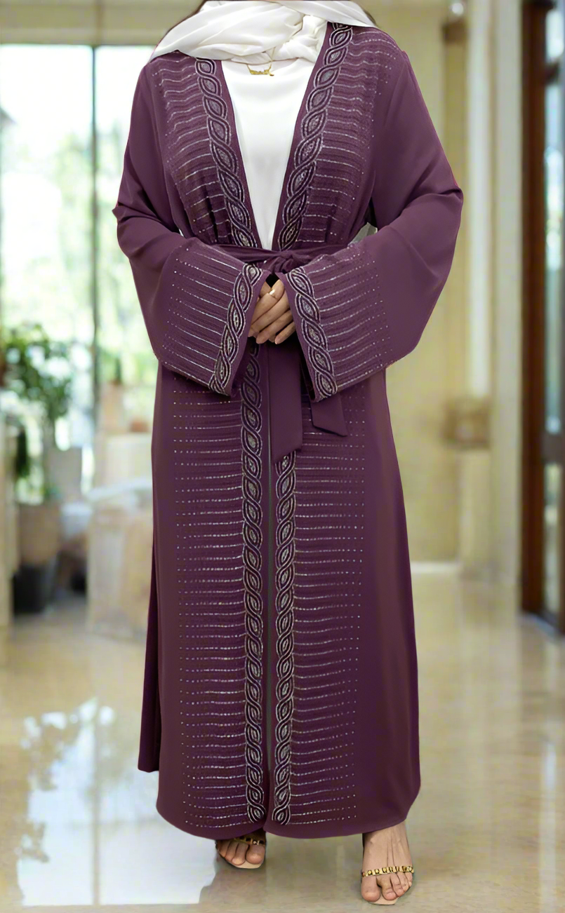 New Dubai Style Nida Fabric Shimmer Abaya with Pockets(Multi Colors)