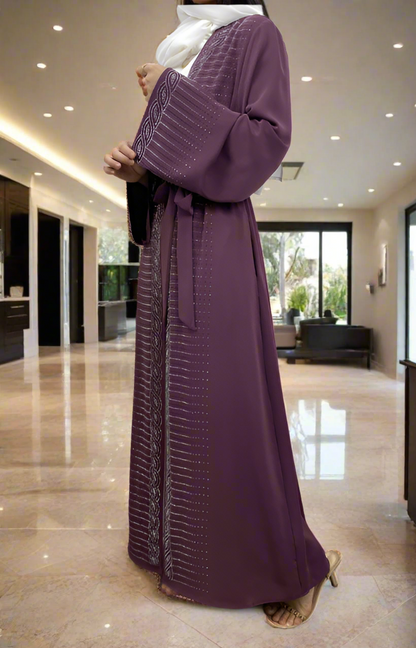 New Dubai Style Nida Fabric Shimmer Abaya with Pockets(Multi Colors)