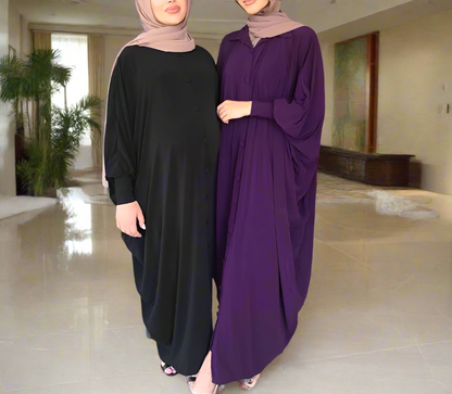 Button Down Butterfly Abaya Dress (Multi Colors)