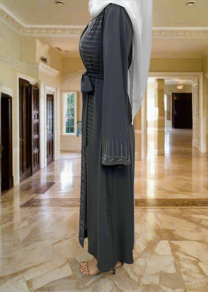 New Dubai Style Nida Fabric Shimmer Abaya with Pockets(Multi Colors)