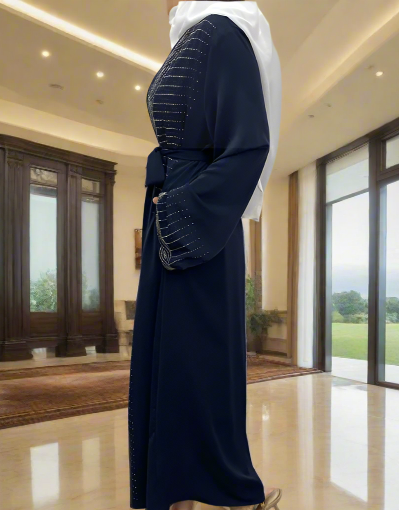 New Dubai Style Nida Fabric Shimmer Abaya with Pockets(Multi Colors)