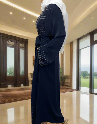 New Dubai Style Nida Fabric Shimmer Abaya with Pockets(Multi Colors)