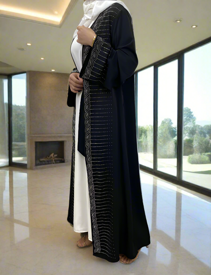 New Dubai Style Nida Fabric Shimmer Abaya with Pockets(Multi Colors)