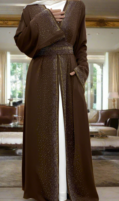 Dubai Style Nida Fabric Shimmer Abaya with Pockets(Multi Colors)