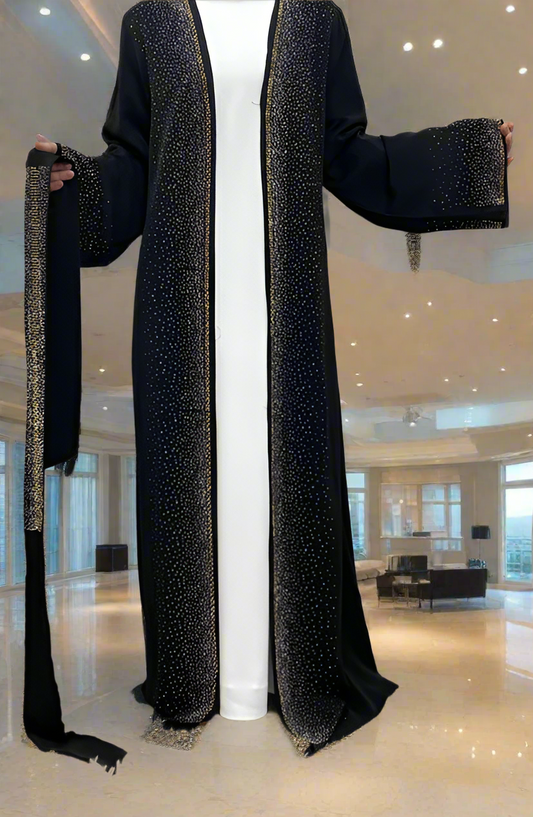 Dubai Style Nida Fabric Shimmer Abaya with Pockets(Multi Colors)