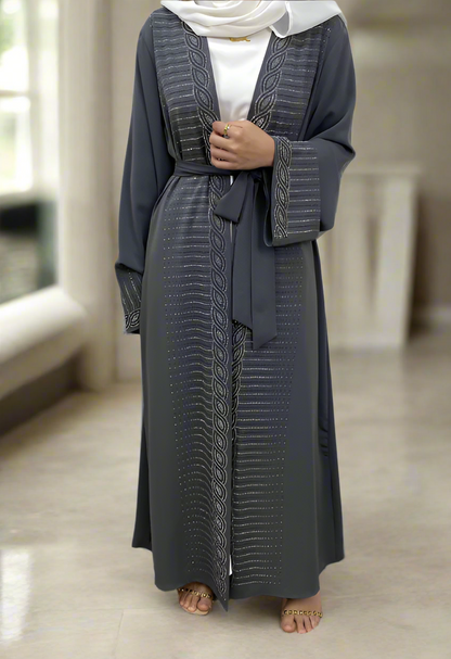 New Dubai Style Nida Fabric Shimmer Abaya with Pockets(Multi Colors)