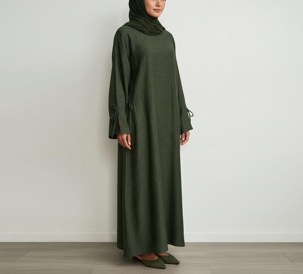 Beautiful Tie Sleeve Abaya Dress