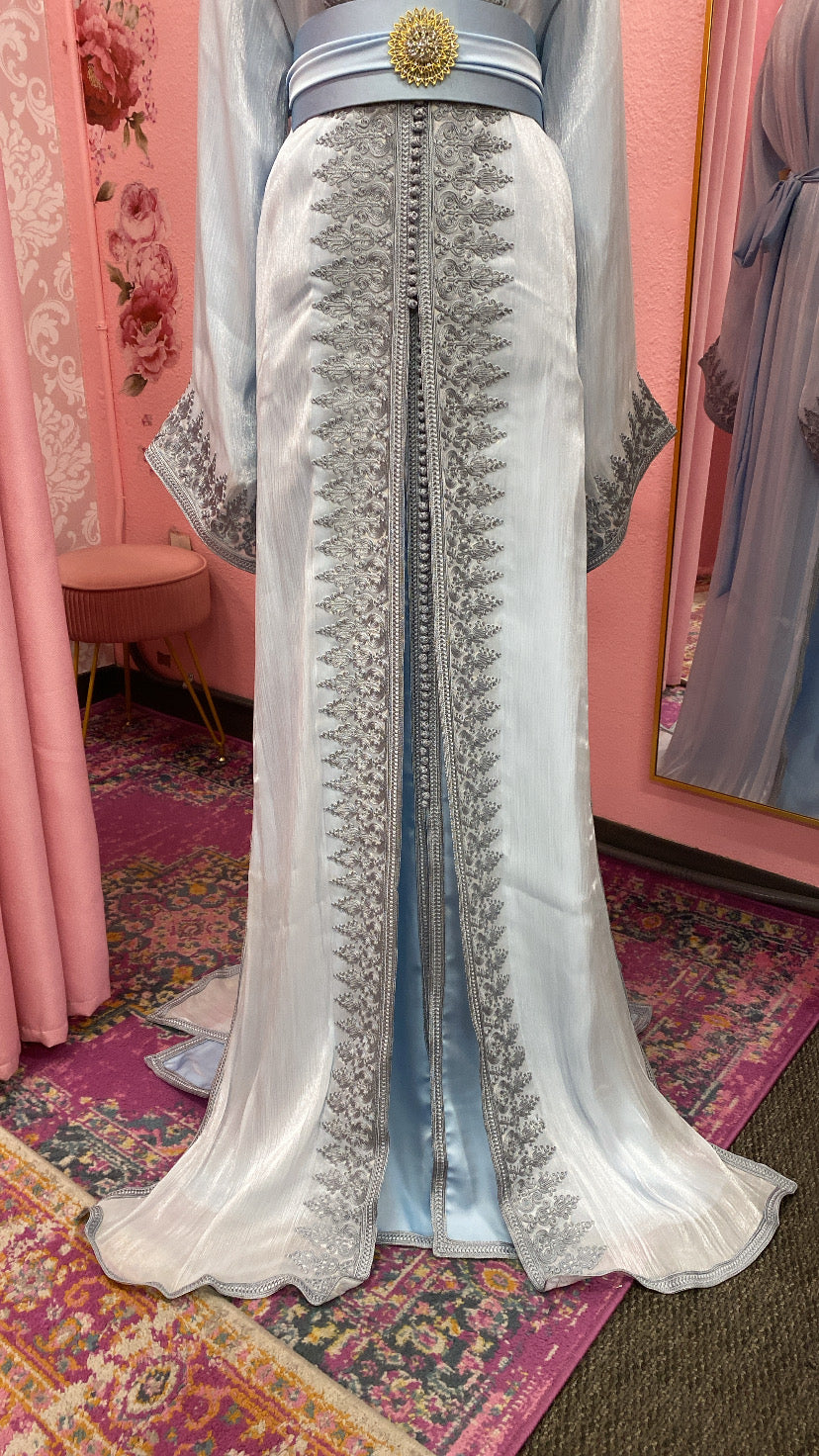 Moroccan Traditional Satin Chiffon Caftan
