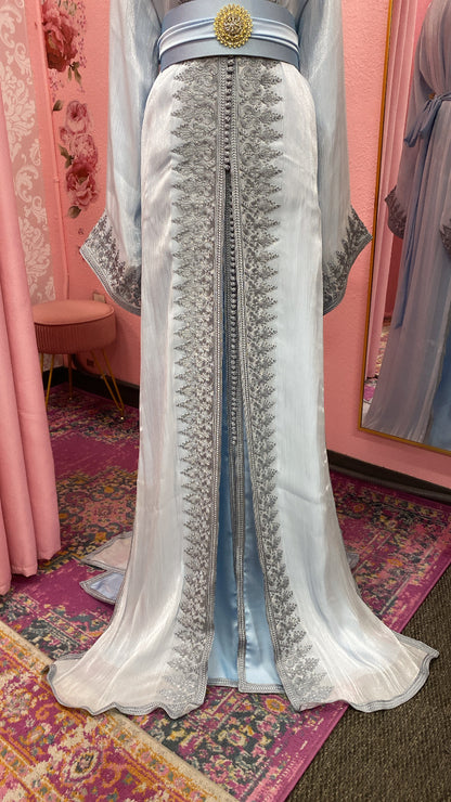 Moroccan Traditional Satin Chiffon Caftan