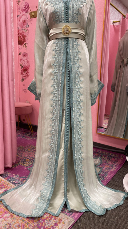 Moroccan Traditional Satin Chiffon Caftan